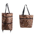 Sac de courses pliable - sac de courses - brun - tissu oxford - 15 livres - � roulettes