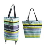Sac de courses pliable - sac de courses - rayures bleu - jaune - tissu oxford - roulettes - 15 livres ... Sac de courses pliable - sac de courses - rayures bleu - jaune - tissu oxford - roulettes - 15 livres ...