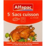 Sacs cuisson au four - alfapac - 5u - sans ajout de mati�res grasses - dimension 35x43cm