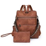 Sac  dos 2 pices femme casual - insfity - marron - sac  bandoulire pu cuir