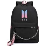 Sac  dos bts avec port de chargement usb - mode unisexe - rose&noir - enfant - synthtique - dos - bts ...
