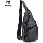 Sac  dos en cuir vritable pour hommes - bullcaptain - type black - dos - noir