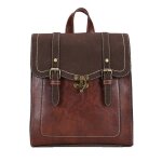 Sac � dos vintage en cuir pu pour femmes style preppy marron 33 * 8 * 29 cm