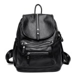 Sac � dos en cuir - funmoon - vintage - noir - 32x17x34 cm - classique