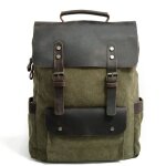 Sac � dos en cuir pour hommes - m030 - tendance vintage - toile - vert militaire