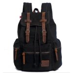 Sac  dos en cuir vintage et toile - patchwork - noir - adulte - mixte