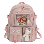 Sac � dos �cole - funmoon - kawaii rose - �tanche en nylon - multi - poches - pour fille et femme