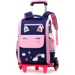 Cartable � roulettes enfant - rose bleu - conception � six roues - tissu imperm�able - maille respirante ...