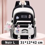 Sac  dos enfants scolaire cartable primaire impermable sac dcole collge pour etudiant - l - noir