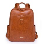 Sac  dos femme antivol - insfity - marron - cuir pu - impermable - multifonctionnel