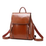 Sac à dos pour femme - sac à bandoulière en cuir véritable - cuir de vache ciré à la mode - marron Sac à dos pour femme - sac à bandoulière en cuir véritable - cuir de vache ciré à la mode - marron