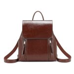 Sac � dos - sac � bandouli�re - cuir de vache cir� - marron fonc� - style r�tro - 28x31x11cm