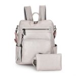Sac à dos femme - insfity - vintage sacs décole - similicuir cuir - gris Sac à dos femme - insfity - vintage sacs décole - similicuir cuir - gris