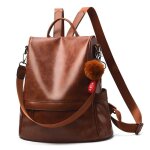Sac � dos femme mtowsuc anti - vol pu cuir �tanche marron 32x15x33cm