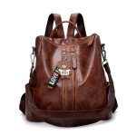 Sac � dos - funmoon - vintage - cuir souple - marron - 32x15x35 cm - haute qualit�