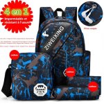 Sac à dos garçon - cartable camouflage - grande capacité - École intermédiaire secondaire Sac à dos garçon - cartable camouflage - grande capacité - École intermédiaire secondaire