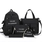 Sac  dos - kawaii - 5 pices - toile - noir - fille - collge