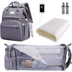 Sac � dos � langer pour b�b� - darmowade - week - end - gris - grande capacit� - lit pliable