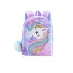 Sac � dos licorne fille violet peluche 27 cm ? cartable maternelle doux paillet� arc - en - ciel ? sac ...