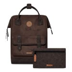 Sac � dos de loisirs - cabaia - adventurer waxed cotton backpack m - soyo (brun fonc�) - 18l - rev�tement ...