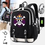 Sac � dos one piece - one piece - portgas d ace logo - chargement usb - sac �tudiant - sac de voyage