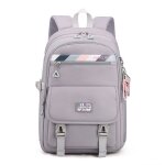 Sac à dos primaire scolaire cartable nylon imperméable sac décole collége pour garcon / fille - gris Sac à dos primaire scolaire cartable nylon imperméable sac décole collége pour garcon / fille - gris