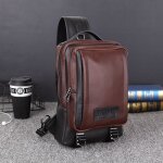 Sac � dos en cuir imperm�able pour homme - scione - type coffee - poitrine et bandouli�re