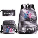 Sac � dos scolaire - lilo et stitch - 42x30x16cm - gris �toil� 1