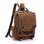 Sac à dos en toile vintage - insfity - café - multi pockets - 2 - en - 1 Sac à dos en toile vintage - insfity - café - multi pockets - 2 - en - 1