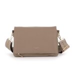 Sac double bandouli�res femme rabat magn�tique multipoches - flora co paris - taupe