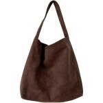 Sac fourre - tout - femme - daim synth�tique - marron - 40x40x11 cm - bandouli�re non r�glable