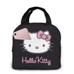 Sac � lunch isol� - hello kitty - noir - grande capacit� - rectangulaire - compatible lave - vaisselle ...