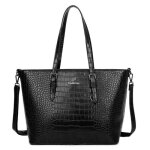 Sac � main cabas bandouli�re femme double tree - noir - similicuir crocodile - format a4 cours lyc�e