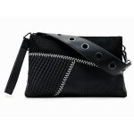 Sac  bandoulire - desigual - 23waxp07 - noir - pu recycl - taille moyenne - poches intrieures