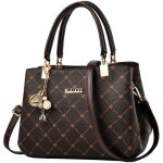 Sac a main femme cuir pu bandouliere de marque pour le travail shopping party voyage - marron fonc