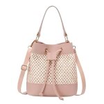 Sac � main - femme - fourre tout - bi mati�re - cuir - rose - bandouli�re - amovible - dimensions 16 ...