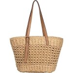 Sac � main - femmes - kaki - paille tiss�e - sac de plage - bandouli�re �paule