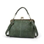 Sac � main femmes - xjydncg - cuir pu souple vintage - fermeture � glissi�re - bandouli�re - vert fonc� ...