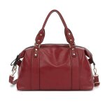 Sac � main femmes - xjydncg - cuir pu souple vintage - grande capacit� - vin rouge