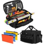 Sac � outils rexmica avec 3 pochettes - rangement tactique noir pour �lectricien et bricoleur