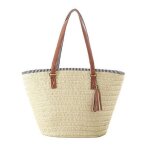 Sac paille femmes sac  bandoulire sacs ports paule fourre - tout glands cabas osier plage vacances ...