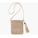 Sac paille femme style boho fait main sac de paille de plage avec bandouli�re et fermeture �clair sac ...