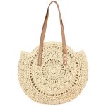 Sac de paille rond - beige - epaule - mixte