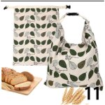 Sac pain cire d?abeille - lin coton zip l boucle double couche feuilles multicolores norvyn
