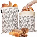 Sac pain cire d?abeille - lin coton zip l boucle double couche motif feuilles norvyn