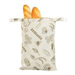 Sac pain cire d?abeille - lin coton zip l boucle double couche nid d?abeille gris norvyn