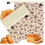 Sac � pain double couche en cire dabeille - fleur de prunier 43 x 33 cm