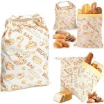 Sac � pain r�utilisable pour pain fait maison - doublure en cire dabeille et ext�rieur en lin - 43 x ...