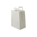 Sacs en papier - sacs en papier avec poigne plate sacs de courses biodgradables & compostables - blanc ...