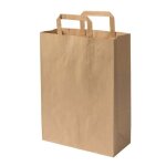 Sacs en papier - sacs en papier avec poigne plate sacs de courses biodgradables & compostables - marron ...